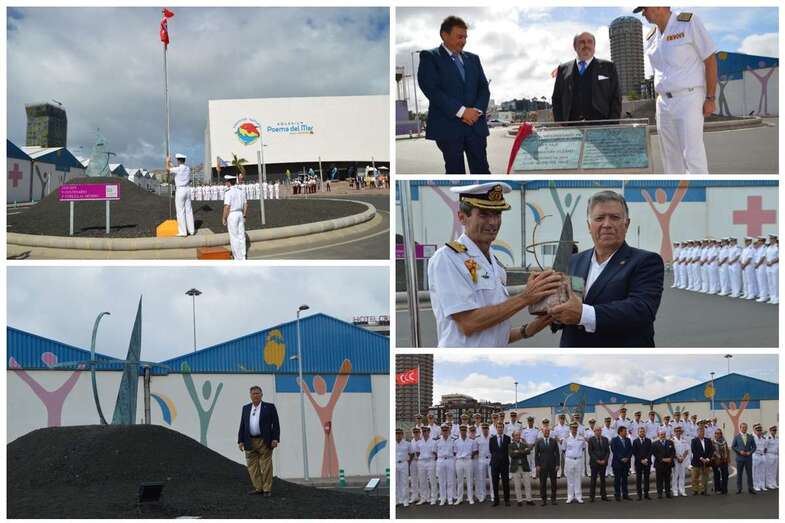 Diferentes momentos del solemne acto celebrado este mediodía en la capital grancanaria (Foto TA)